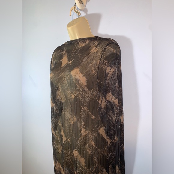 & Other Stories Black and tan Patterned Top pleated sheer maxi cover med - Picture 3 of 5